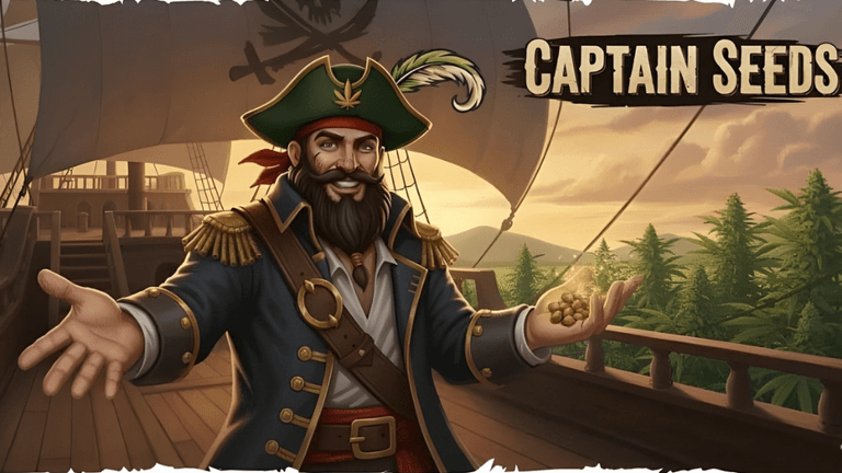 Captain Seeds mascot, a pirate character promoting high-quality seeds for diverse cultivation needs, highlighting the company's commitment to growth.