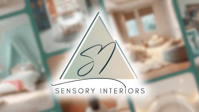 Logo for Sensory Interiors with a soft color palette and geometric design elements