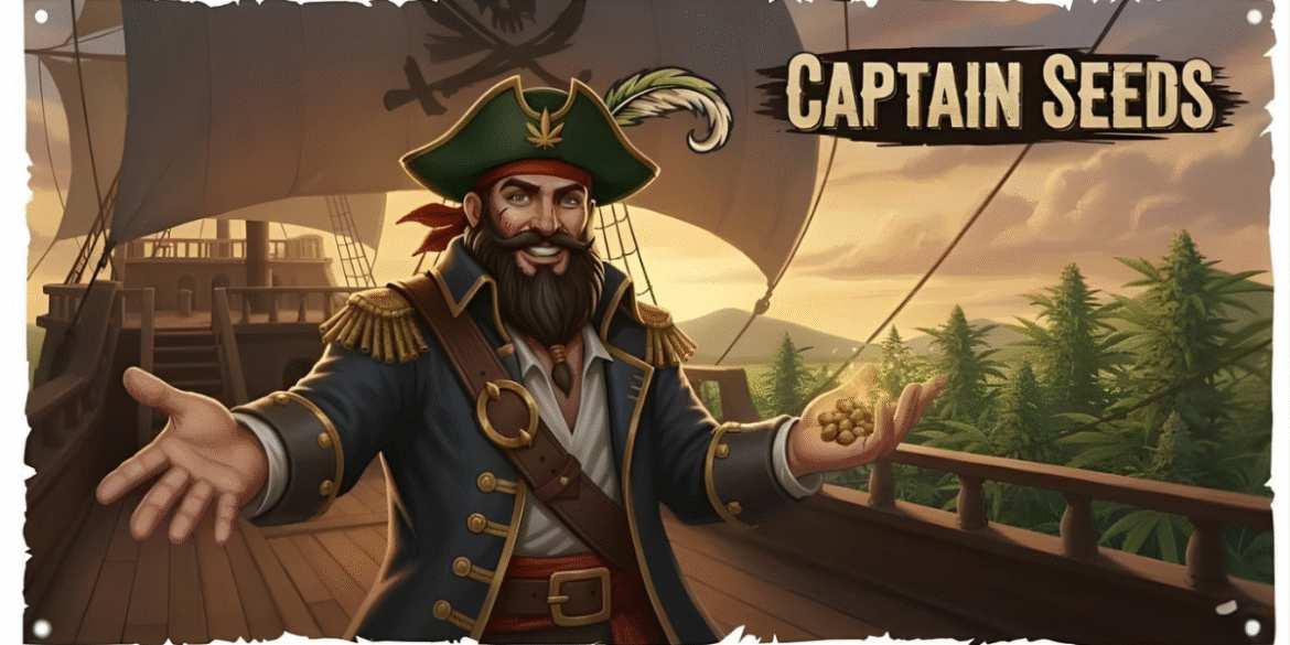 Captain Seeds mascot, a pirate character promoting high-quality seeds for diverse cultivation needs, highlighting the company's commitment to growth.